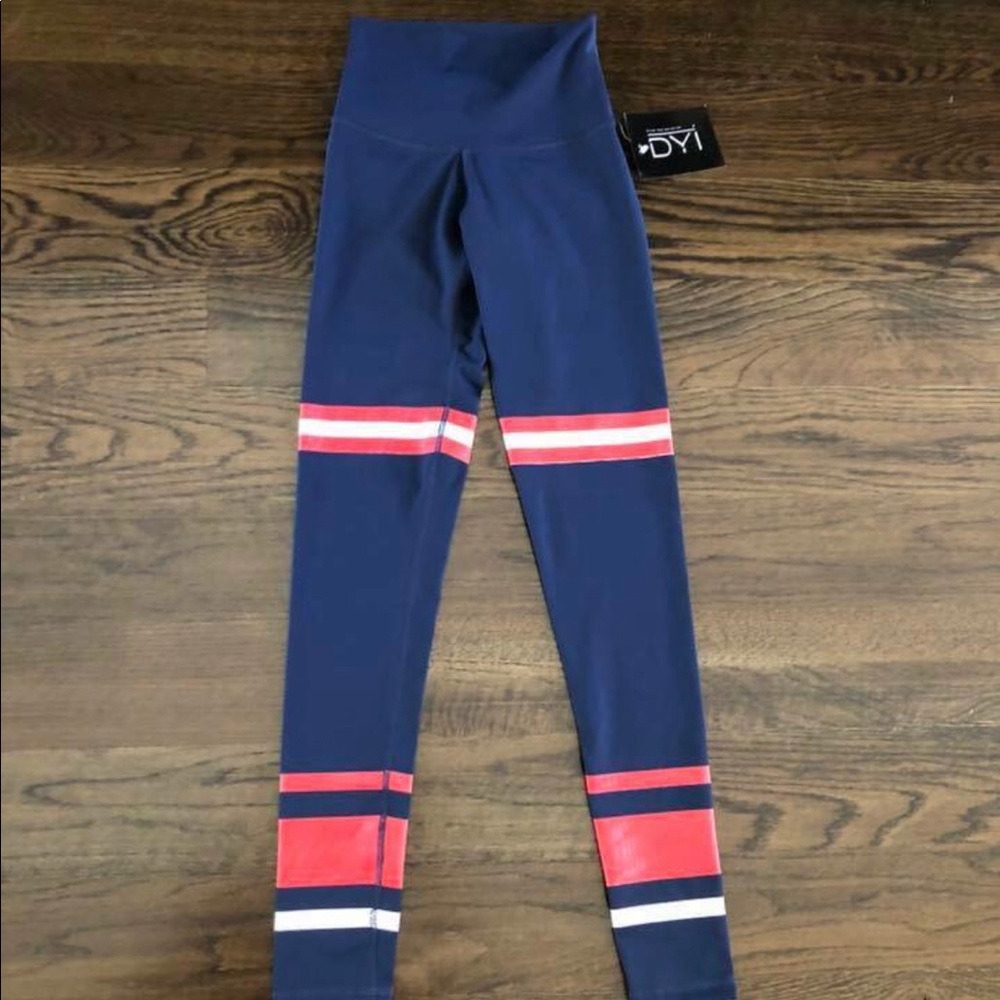 DYI Blue and Red Striped Leggings